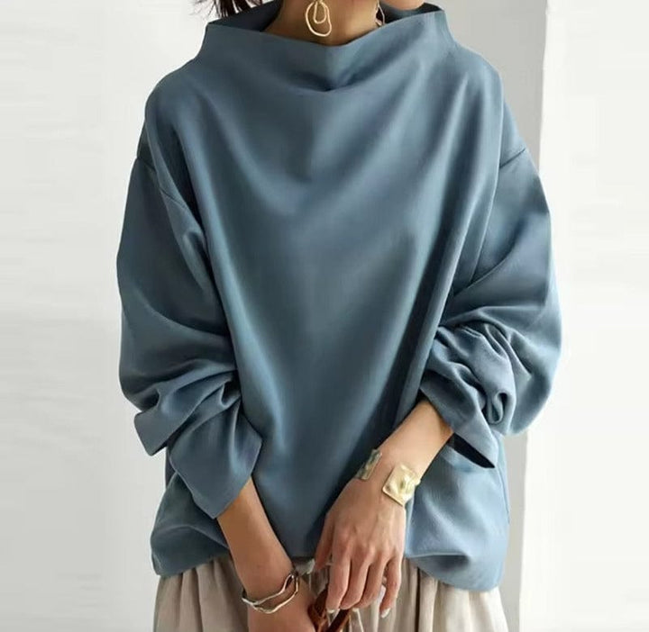 Tessa | Women's Mock Neck Long Sleeve Top - Black - Image 3