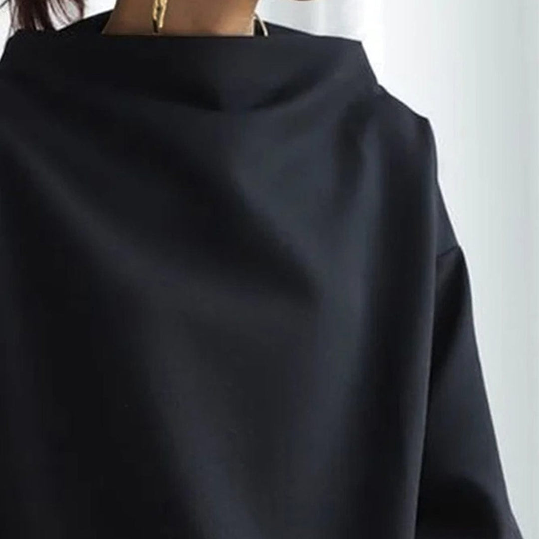 Tessa | Women's Mock Neck Long Sleeve Top - Black - Image 5