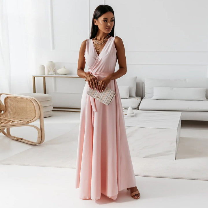 Elegant women's sleeveless wrap maxi dress. Perfect for effortless summer style, parties, or special occasions.