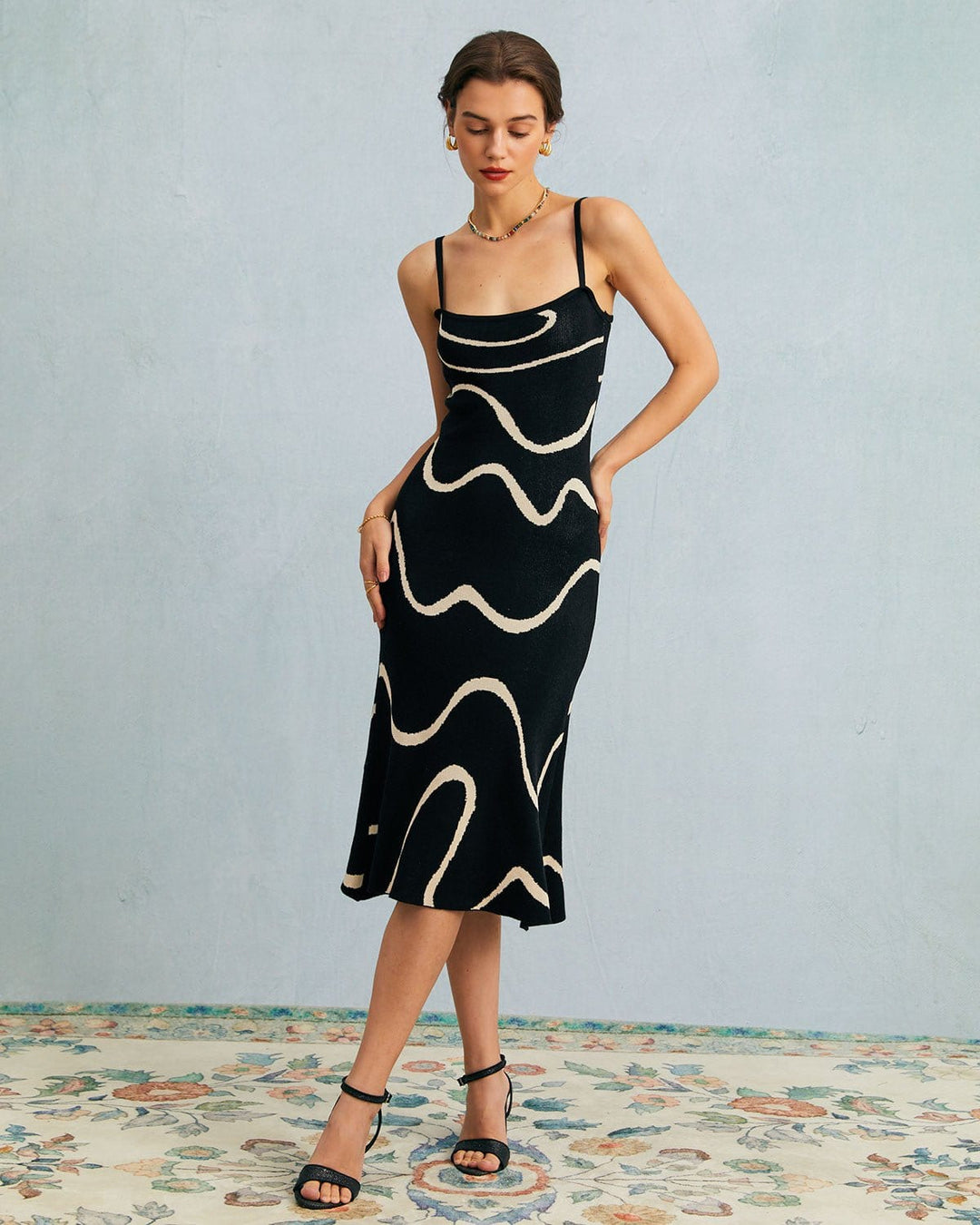 Chic sleeveless bodycon mermaid midi dress for women, ideal for date night or special occasion.