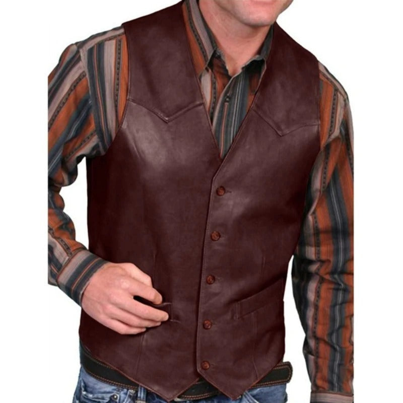 Men's classic tailored western vest with button front, perfect for a smart casual look. Available in multiple colors.