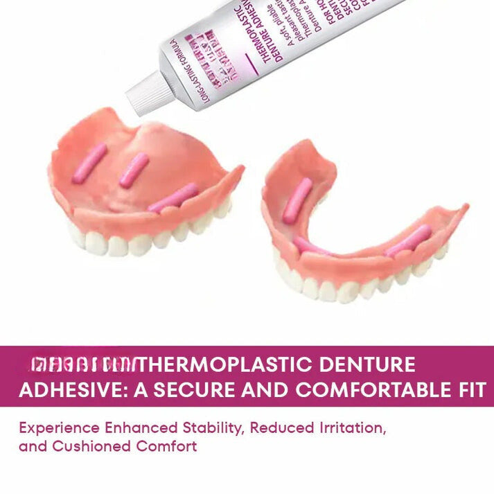Strong hold denture adhesive ensures secure fit & enhanced denture comfort. Essential dental care.
