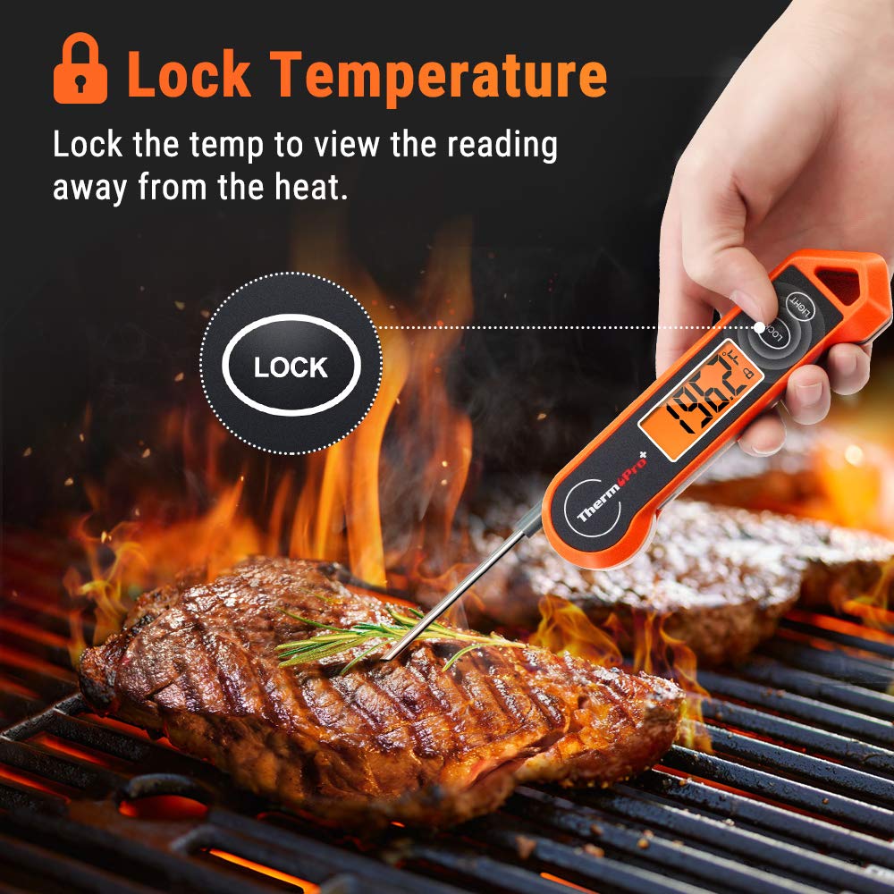 Waterproof digital food thermometer ensures precise cooking for roasted meats, candy making, and more.