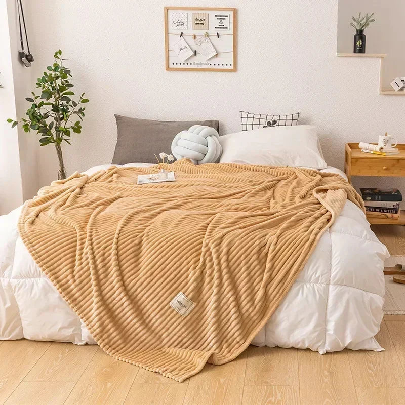 Thick, ultra-soft flannel autumn throw blanket, providing cozy warmth and stylish home decor.