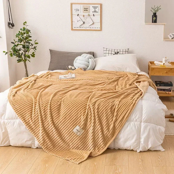 Thick, ultra-soft flannel autumn throw blanket, providing cozy warmth and stylish home decor.