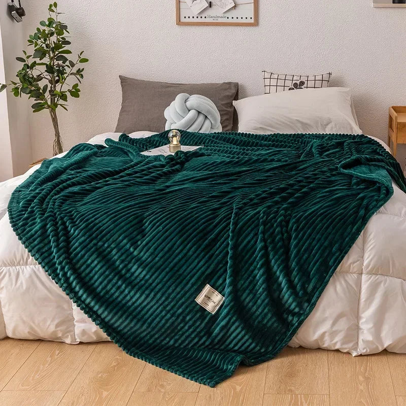 Plush, solid color flannel throw blanket, soft & inviting texture for cozy autumn and winter comfort.