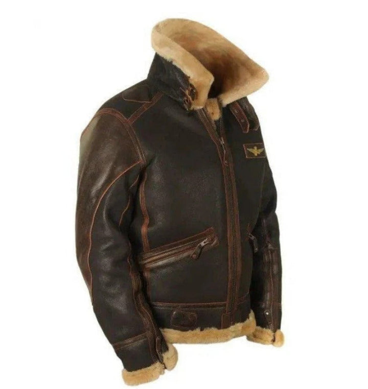 Warm men's vintage brown jacket with classic style, ideal casual outerwear for chilly autumn days.