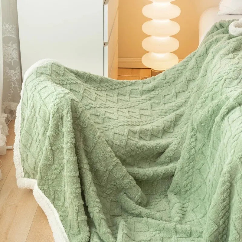 Experience comfort with this unisex jacquard throw. Thickened, soft, and warm for cozy nights.