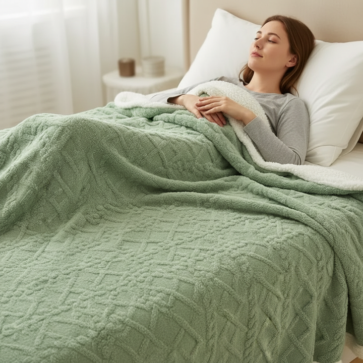 Premium thickened jacquard blanket, a soft & warm addition to any living space or bedroom.