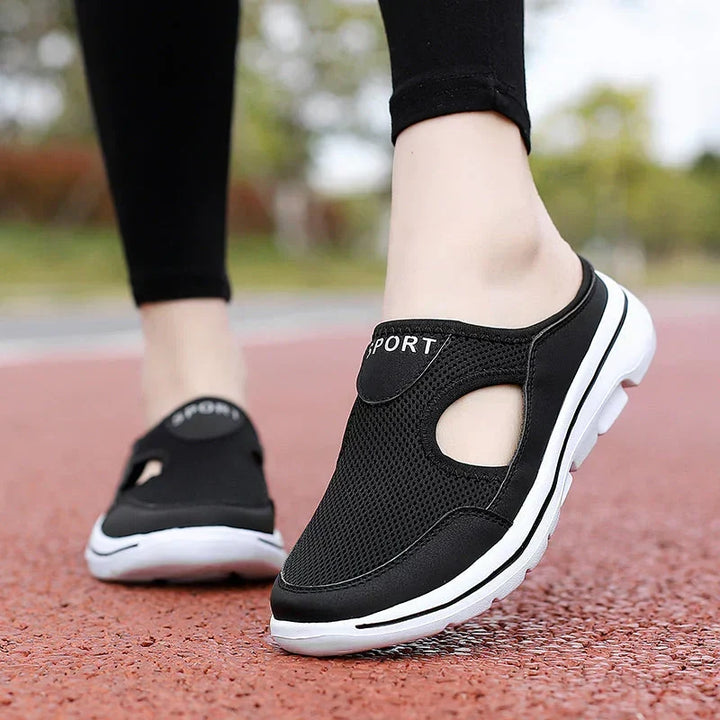 Grey men's orthopedic casual footwear, slip-on, featuring arch support & cushioned sole.