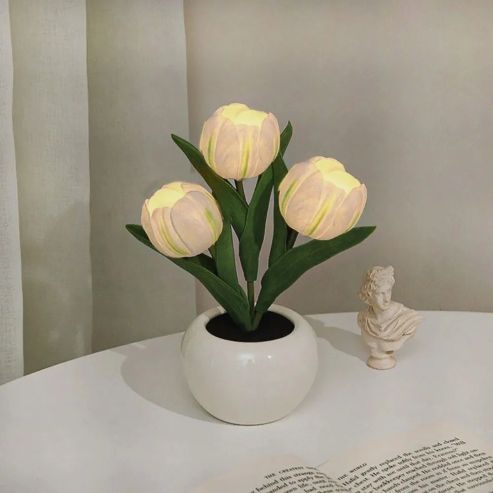 Bedroom night light: a charming Tulip LED Lamp, perfect for floral decor and gifts.