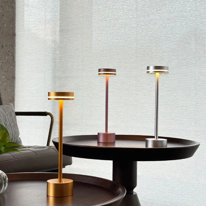 Nvroome Lights portable LED table lamp, a dimmable and rechargeable accent for modern home decor.
