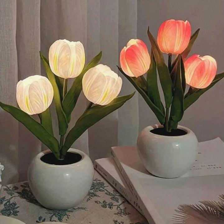 Elegant Tulip LED Night Lamp, perfect for bedroom lighting and floral decor.
