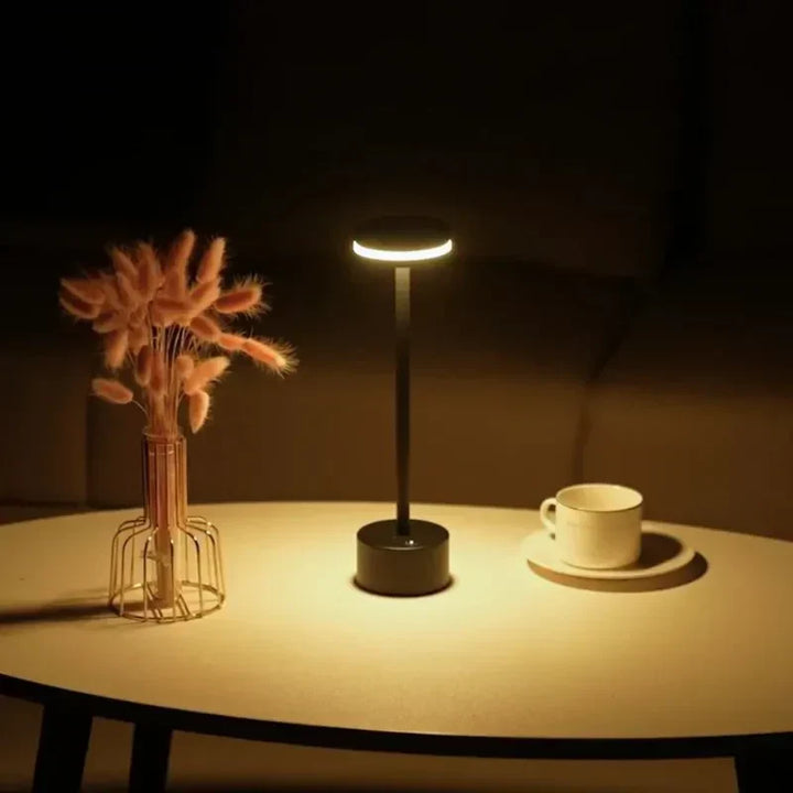 Stylish rechargeable cordless lamp, "Cosmic Elegance" modern LED table light.