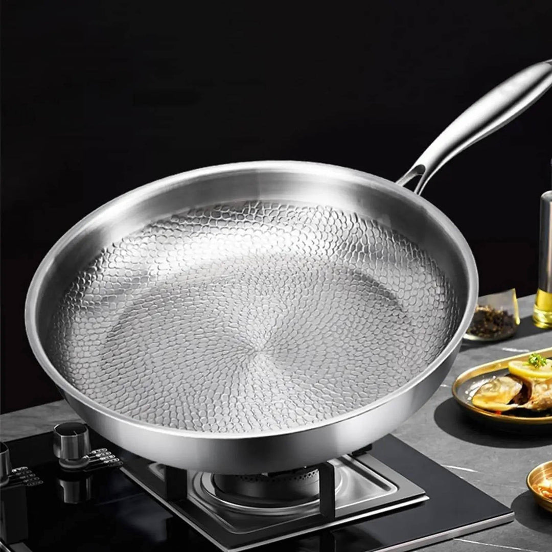 Healthy cooking titanium non-stick deep frying pan. A durable, easy-clean kitchen essential.