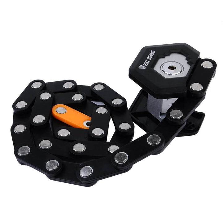 TitanLock Pro U-lock securing a bicycle wheel, demonstrating effective bike security.