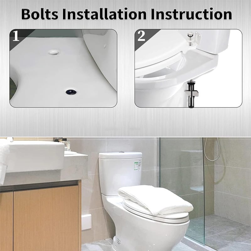 Essential bathroom hardware: Universal toilet seat repair kit with durable bolts & fasteners for stability.