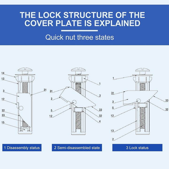 Toilet seat repair kit featuring universal bolts & fasteners for secure bathroom hardware stability.