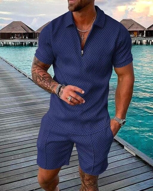 Men's Torin polo and shorts set for a coordinated summer casual outfit. Perfect for warm weather style.