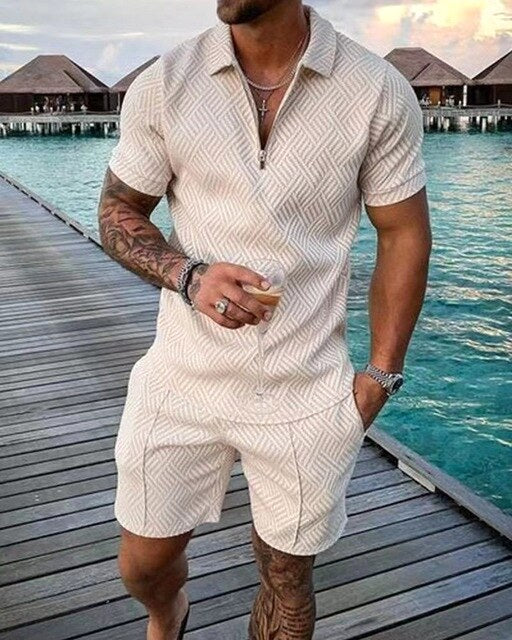 Complete men's coordinated polo & shorts set, offering easy and stylish summer fashion for any casual occasion.
