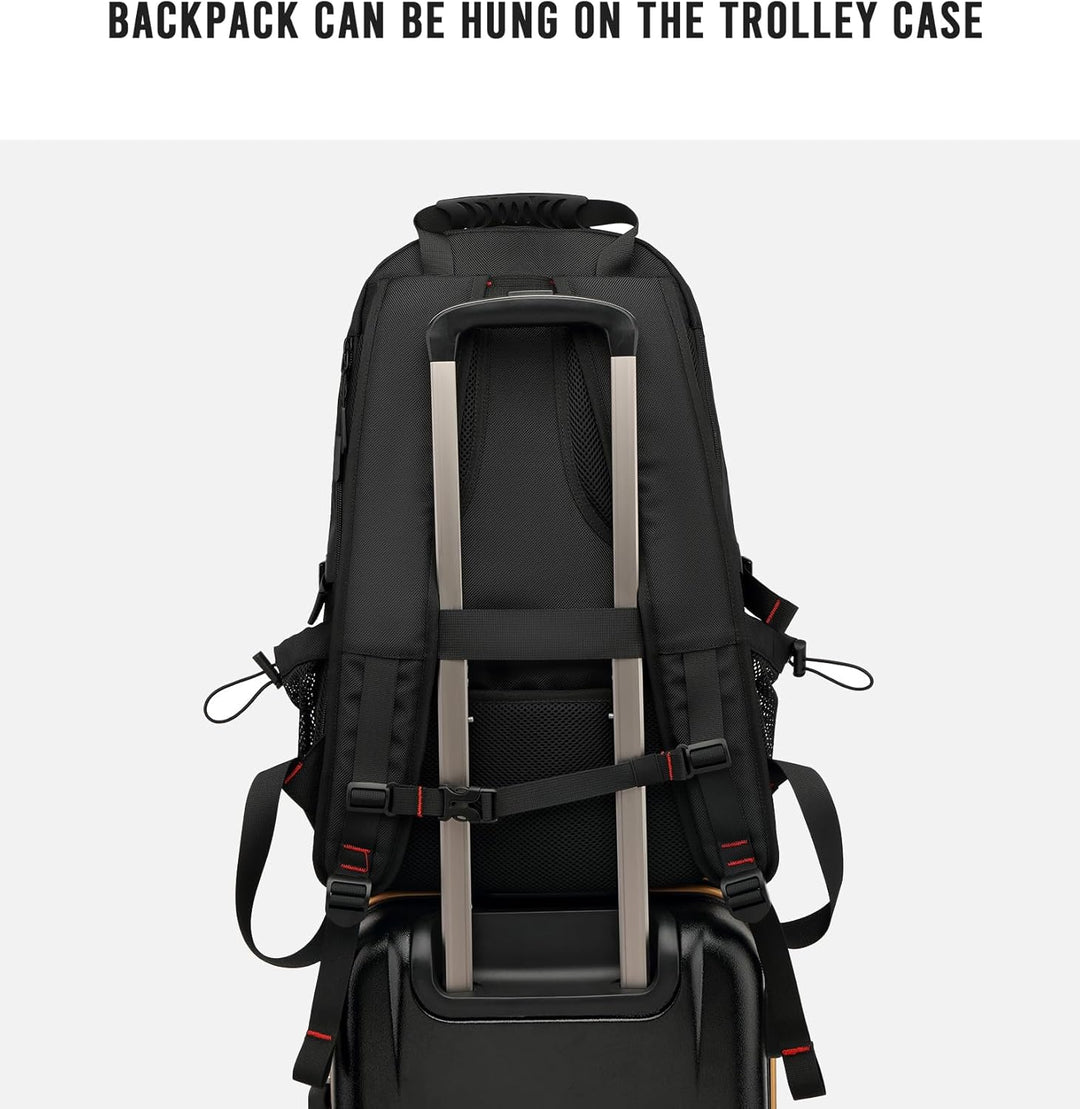 Durable 60L waterproof laptop backpack with USB port for charging on-the-go. Ideal for travelers & outdoor enthusiasts.