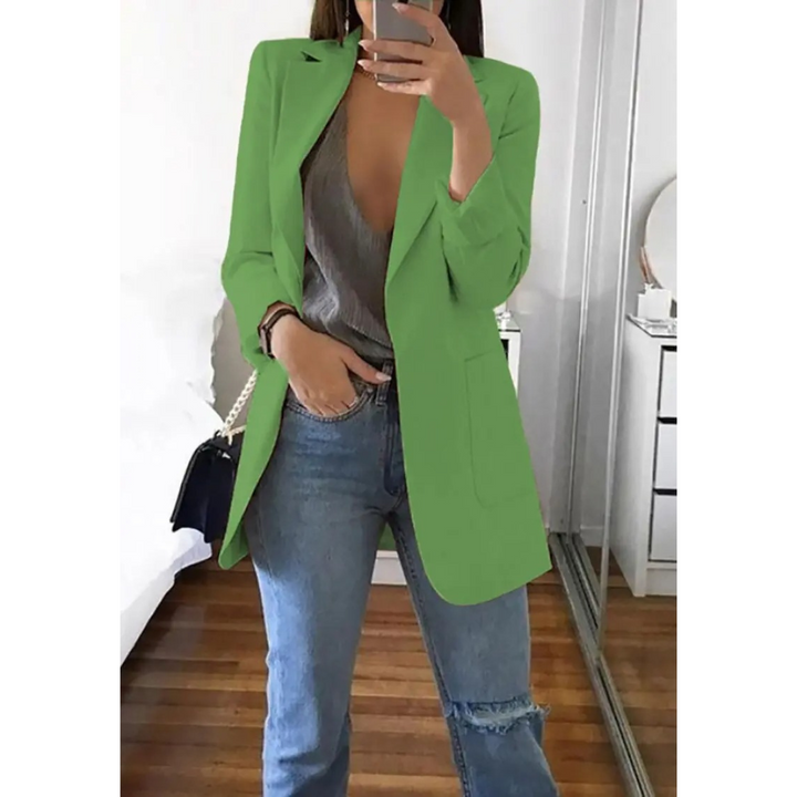 Women's sophisticated long blazer, perfect for work, casual, or elegant fashion.