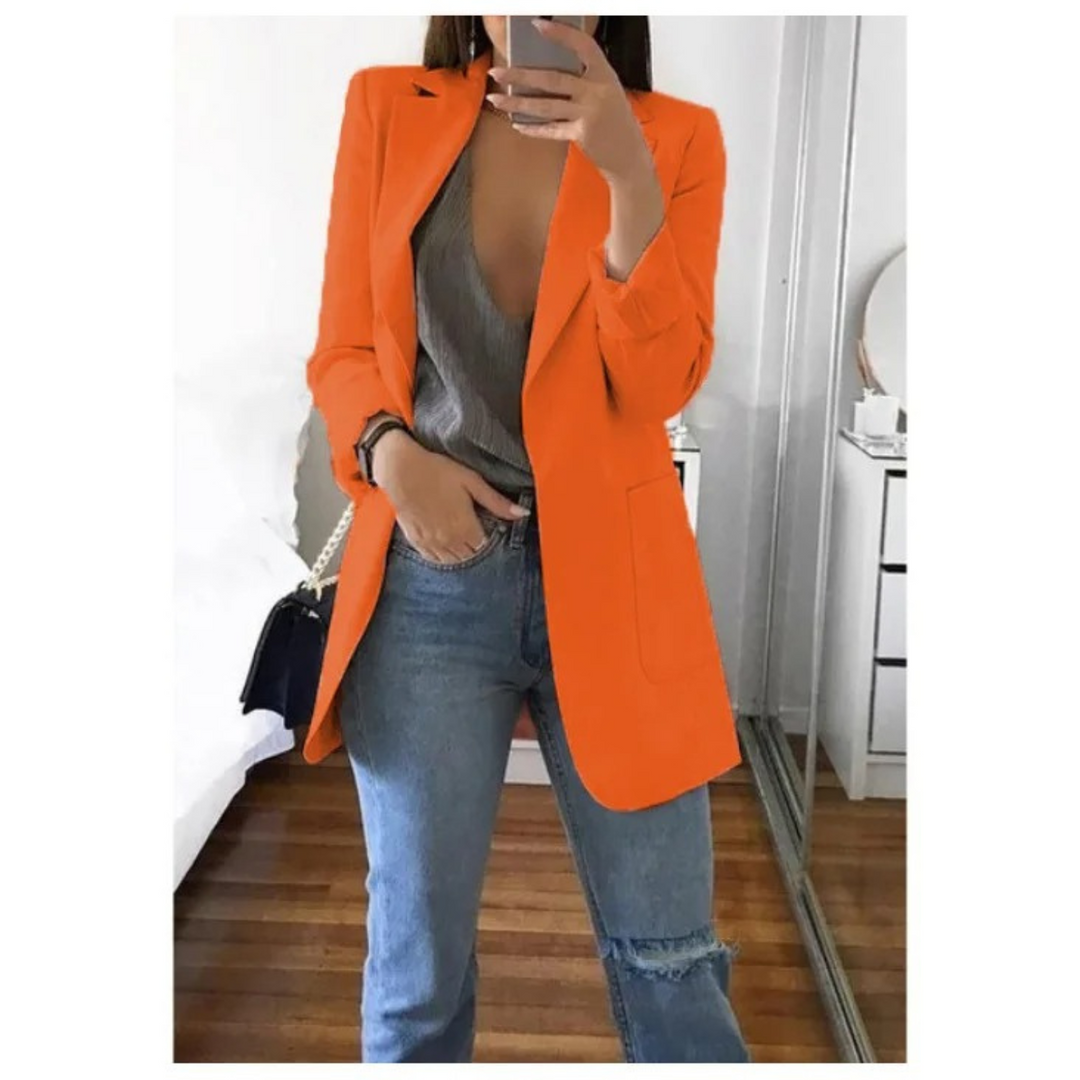 Ladies' long blazer, Valentina, designed for versatile and stylish fashion looks.
