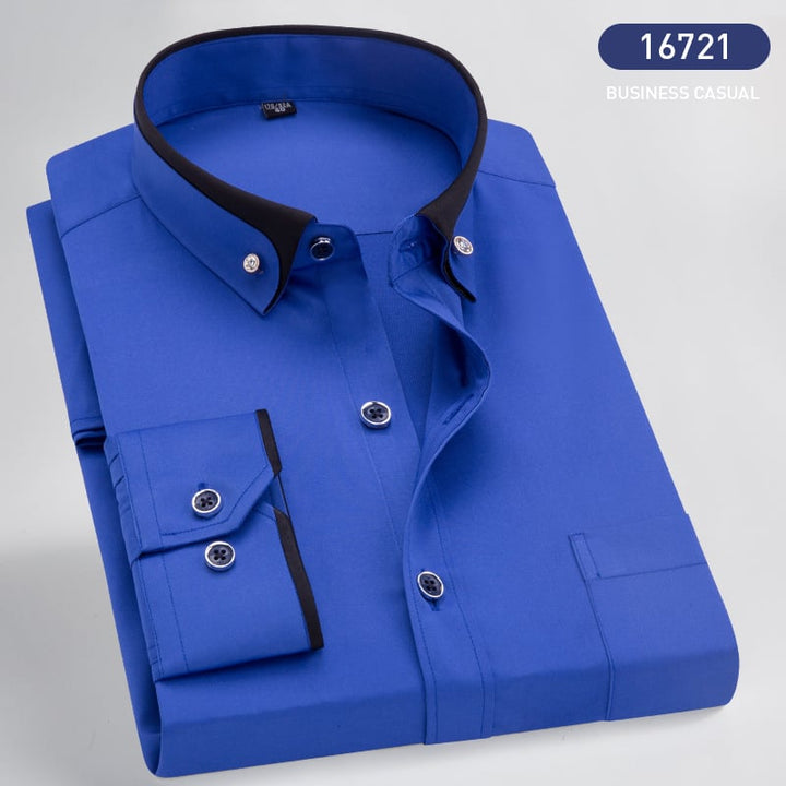 Formal men's long-sleeve button-down shirt by Victor. Perfect elegant menswear for sophisticated and chic outfits.