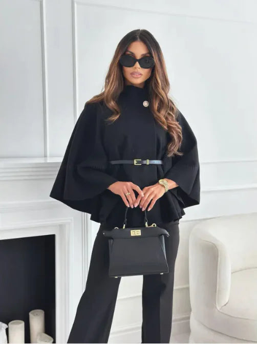 Sophisticated women's tailored winter coat. Chic woolen design, warm and stylish outerwear for ladies.