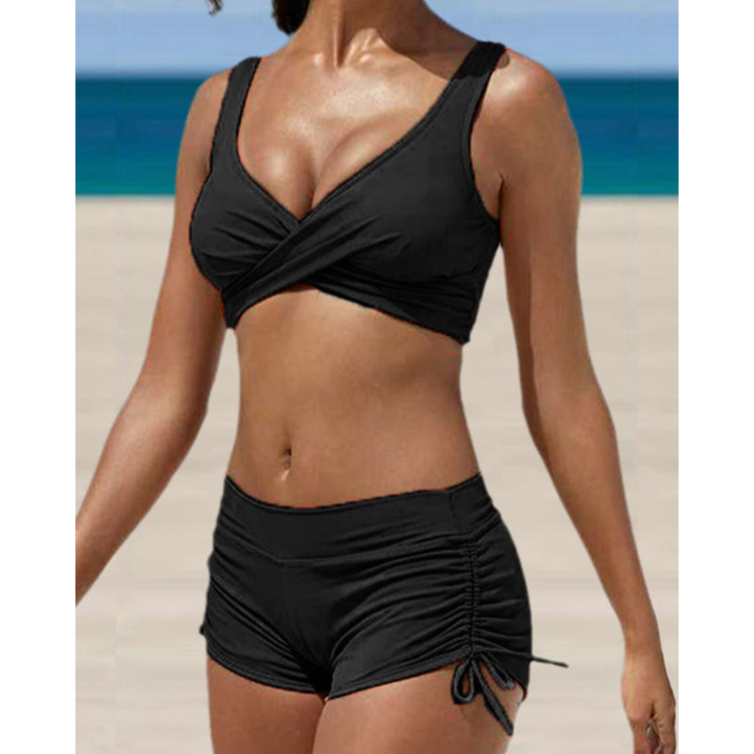 Chic high-waist shaping bikini offers tummy control & a flattering fit. Ideal women's swimwear for summer fashion.