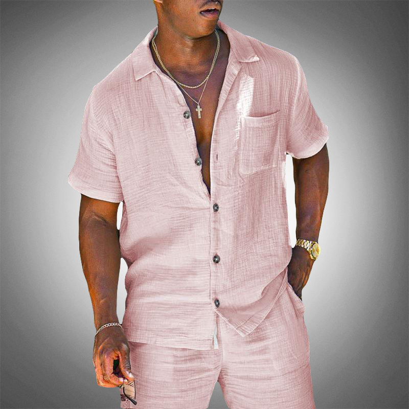 Effortless men's lightweight two-piece matching set, ideal for summer casual, beach, or spring fashion.