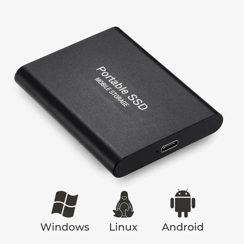 Ultra-portable 128GB external SSD drive, USB 3.1, for fast data transfer and mobile storage.