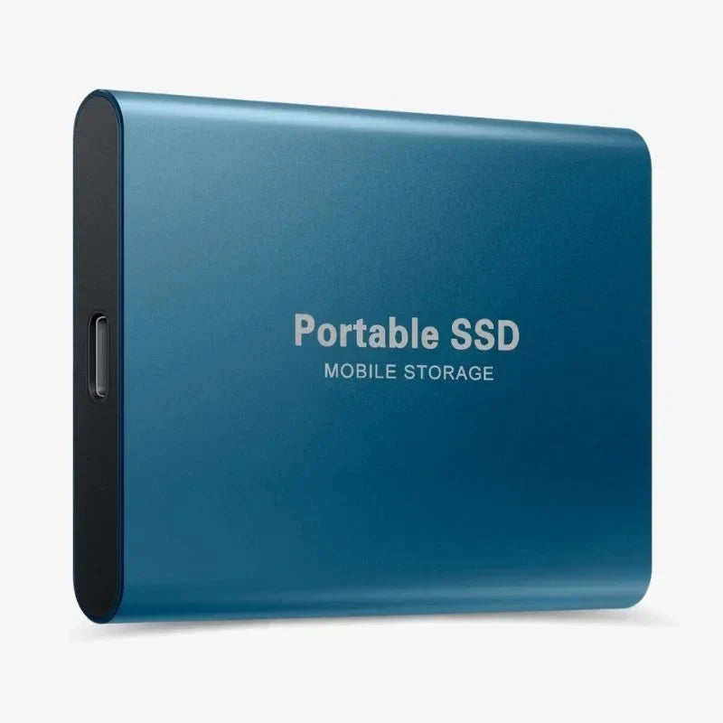 Secure 128GB external SSD, USB 3.1, providing high-speed portable digital data storage.