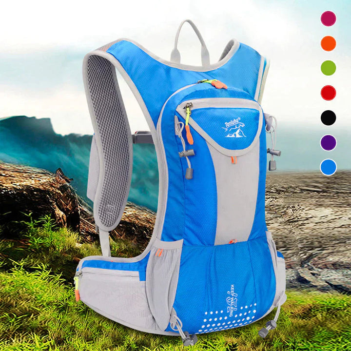 Ultra-light waterproof hydration backpack for hiking and cycling adventures.