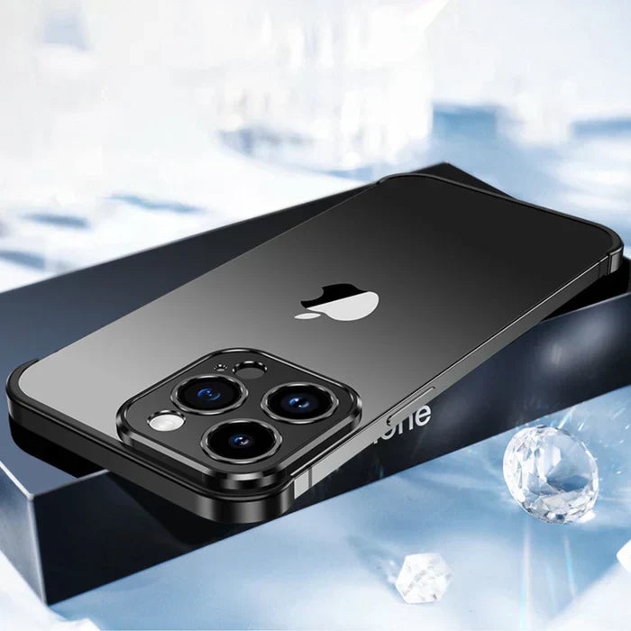 Ultra-slim metal iPhone case offering robust protection and a sleek design.