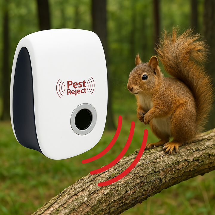 Ultrasonic squirrel & rodent pest repeller for effective home & garden animal control.