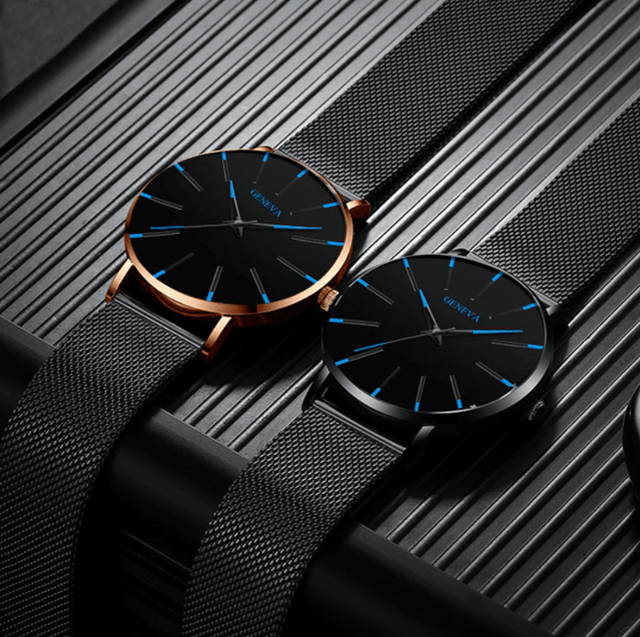 Minimalist men's business watch displaying a clean design and precise quartz movement for everyday elegance.