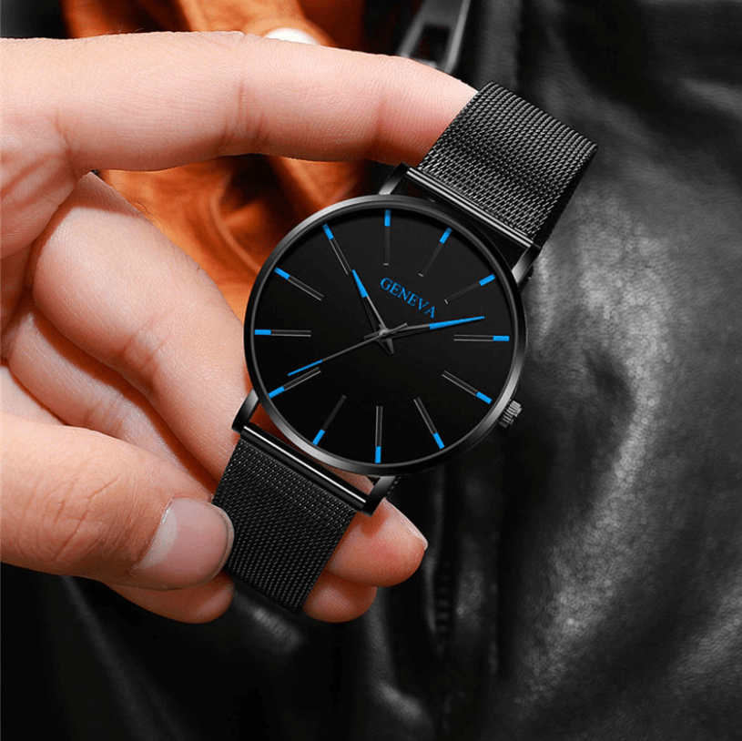 Professional men's watch with an ultra-slim profile & comfortable stainless steel mesh strap.