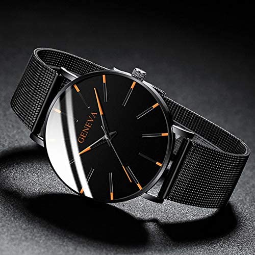 Stylish men's elegant watch, water resistant, with a polished dial and comfortable silver mesh strap.