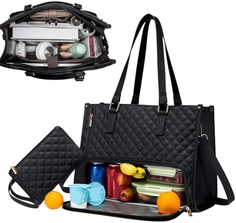 Unisex 2-in-1 insulated lunch and laptop tote for work, keeping food fresh and tech safe for commuters.
