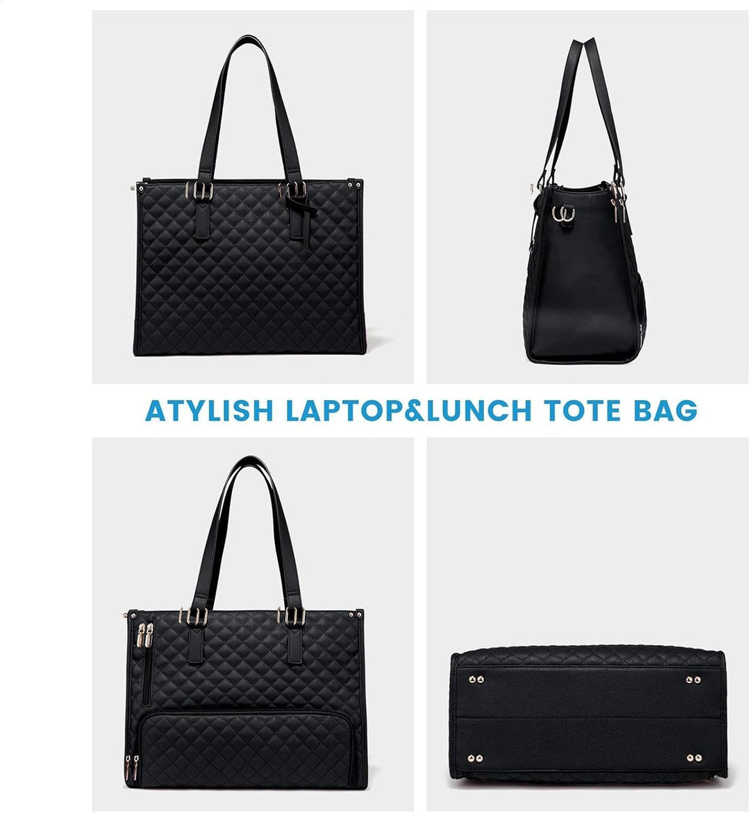 Stylish unisex commuter bag, 2-in-1 insulated lunch tote and laptop bag for efficient food and tech transport.