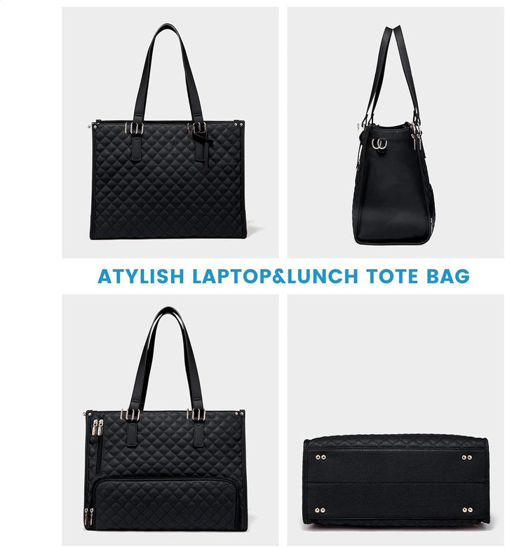 Stylish unisex commuter bag, 2-in-1 insulated lunch tote and laptop bag for efficient food and tech transport.