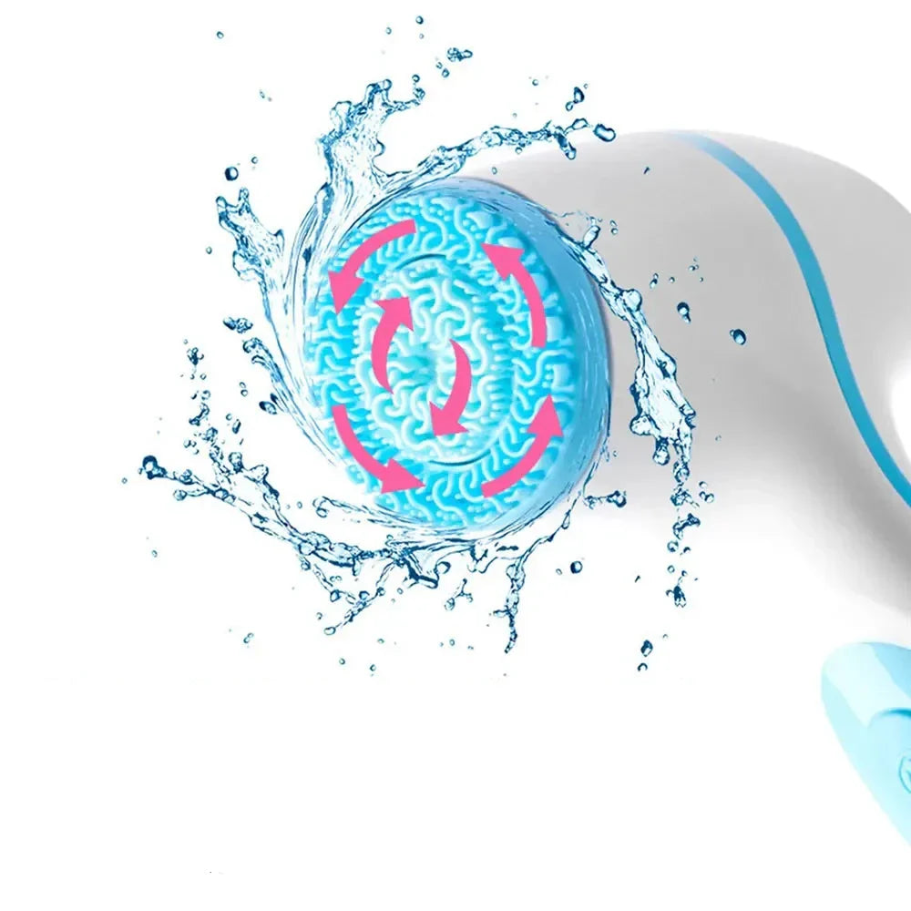 Rechargeable unisex sonic skincare device for deep cleansing, exfoliation, and gentle face massage.
