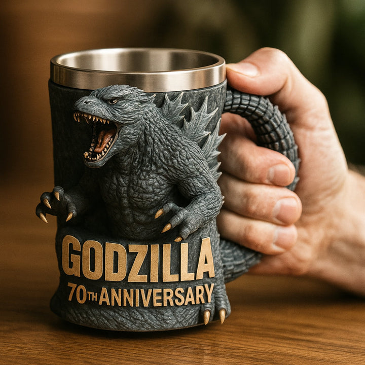 Unisex 3D monster sculpted ceramic coffee mug, unique novelty drinkware.