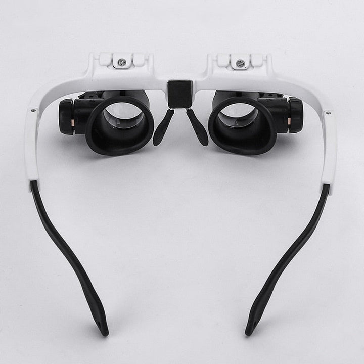 Comfortable adjustable LED magnifying glasses with headband for hands-free precision work.