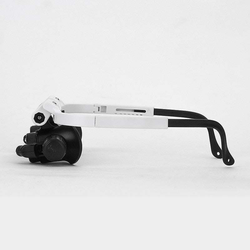 LED lighted magnifier glasses for intricate jewelry repair, model building & hobby tasks.