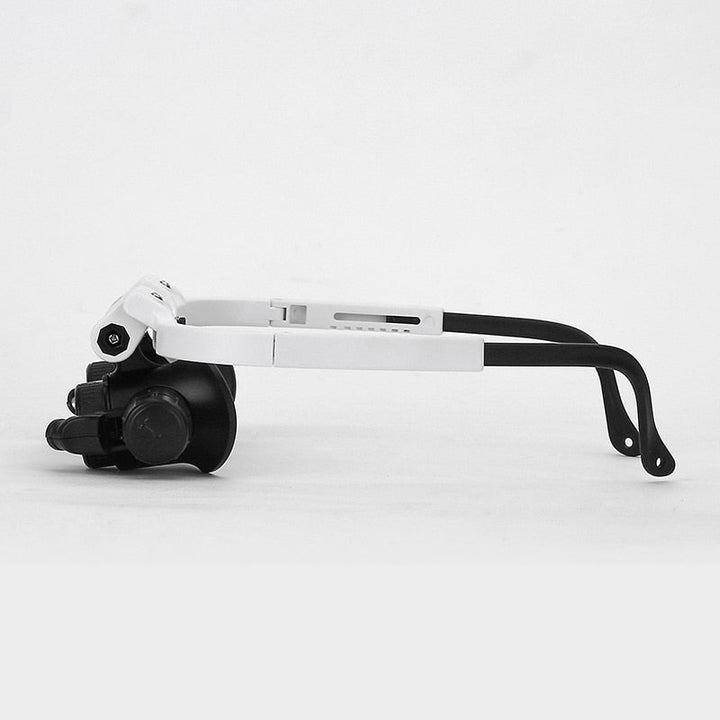 LED lighted magnifier glasses for intricate jewelry repair, model building & hobby tasks.