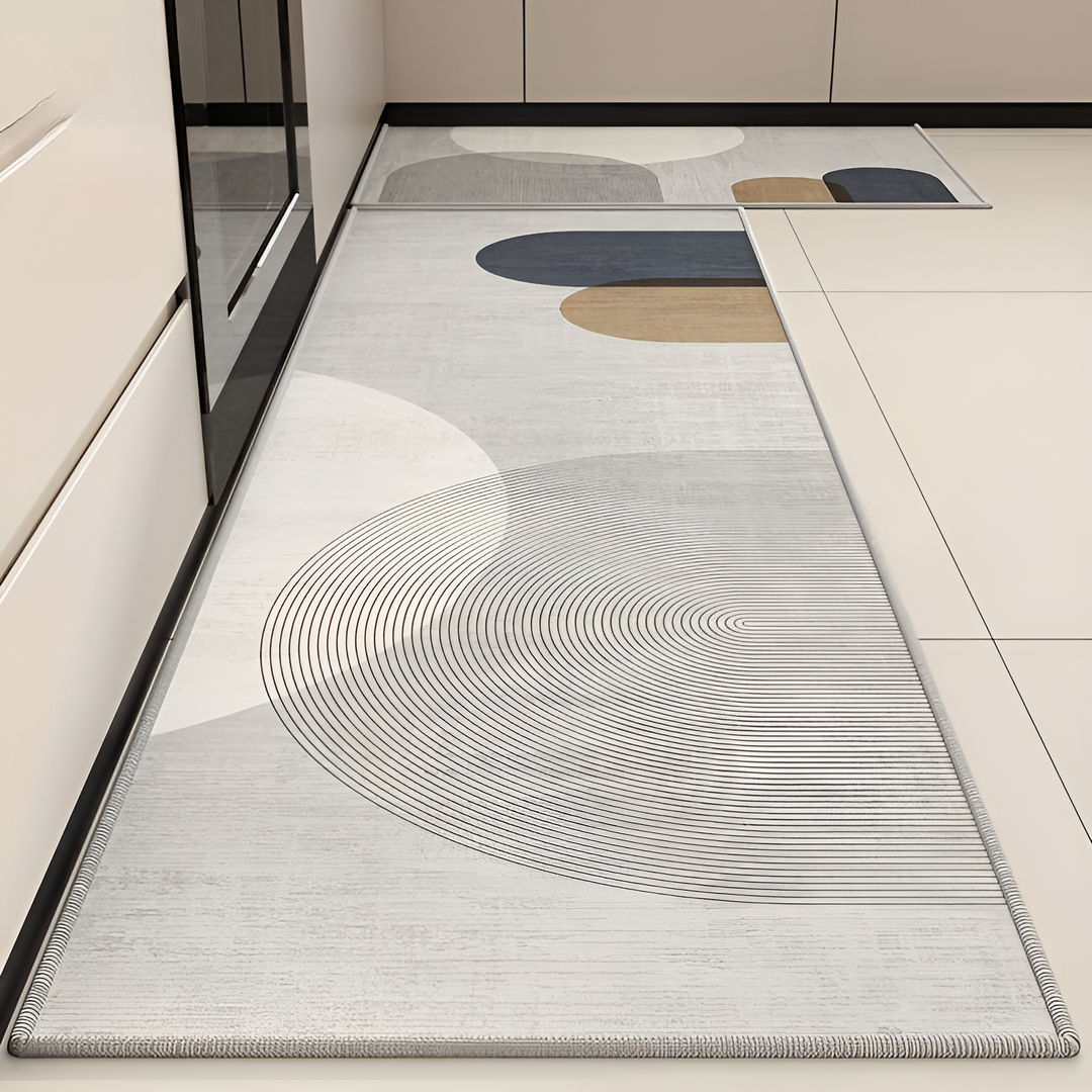 Ergonomic anti-fatigue kitchen mat with cushioned support for pain relief.