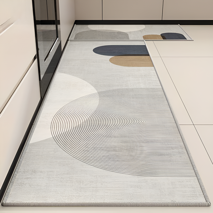 Ergonomic anti-fatigue kitchen mat with cushioned support for pain relief.
