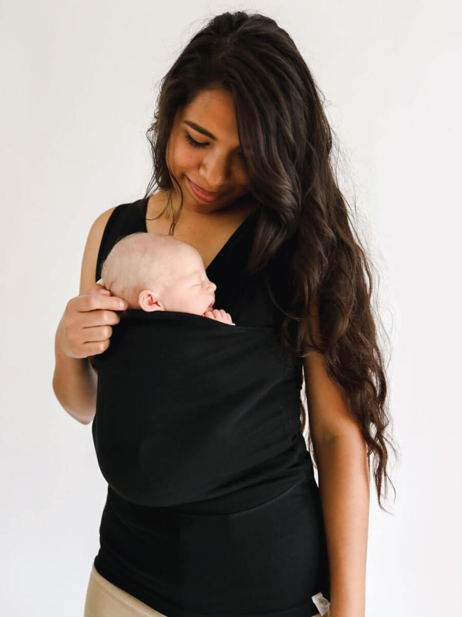 Unisex baby carrier T-shirt for hands-free comfort, perfect baby gear for new moms and dads.
